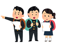 修学旅行中の学生たち