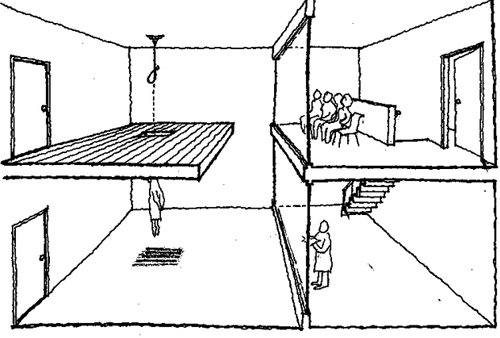 刑場イラスト，太政官布告第65号「絞罪器械図式」